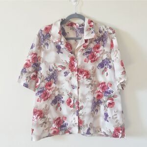 Vintage Floral Short Sleeve Button Down